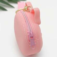 Silicone Coin Purse, Cute Donut Zipper Closure Portable Hanging Pendant Backpack Charm - Pink - View 5