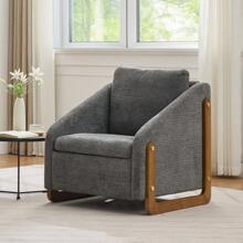 Yabihome Chenille Fabric Modern Upholstered Armchair With Wooden Side Frame , Accent Leisure Chair With Cushioned Seat And Backrest For Living Room, Bedroom