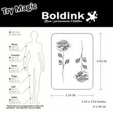 Công nghệ xăm tạm thời Boldink, Thiết kế hình xăm mới Eternal Rose, Miếng dán hình xăm tồn tại trong 1-2 tuần, Thiết kế hình xăm tinh tế, Không có lớp hoàn thiện bóng, Lựa chọn lý tưởng cho hình xăm tạm thời - màu đen - Xem 4