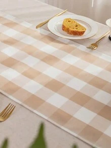 1 件格子餐垫，春夏休闲清新风格，可机洗，适用于餐厅、客厅、家庭日常使用、派对和聚会装饰