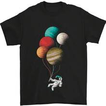 An Astronaut With Planets As Balloons Space Women T-Shirt 100% Cotton