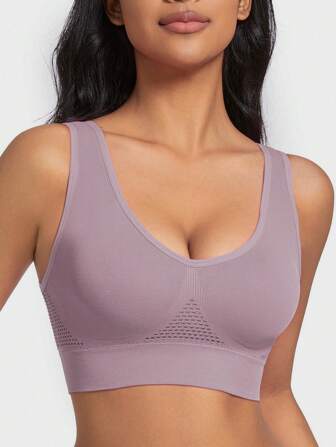Small Bust Gather Wireless Sports Bra, Breathable Sexy Backless Yoga Bra For Women