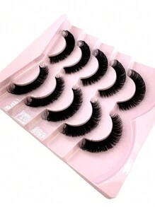 5 Pairs 5D Volume False Eyelashes Natural Looking DD Curl Fluffy Fake Eyelashes Cat Eye Lashes Faux Mink Eyelashes Fluffy Manga Fake Lashes Makeup Tools Strip Lashes, Lashes, Eyelashes, Fake Lashes - Black - View 5