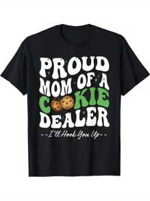 Biscuit Trader Printed T-Shirt, 1 Piece, 100% Cotton, Seasonal Casual Men's T-Shirt, Round Neck Pure Cotton Short Sleeved T-Shirt, Outdoor Sports Holiday Gift