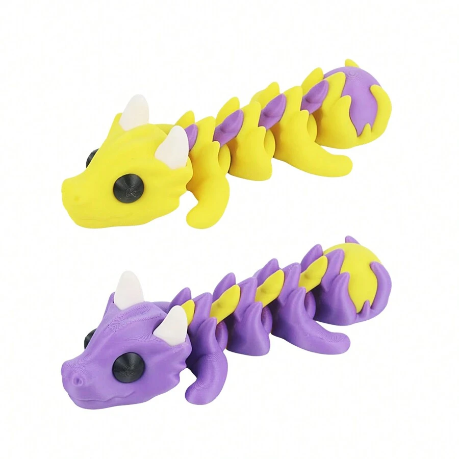 3D Printed Multi-Color Dragon Statue With Bead Tail, Creative Figurine Gift, Novel Colorful Dragon, Home & Office Decor