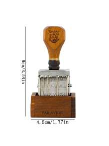 1pc Vintage Wooden Handle Date Stamp For Diary Books Rollers Stamp With Base,Back To School,School Supplies - Nhiều màu - Xem 5