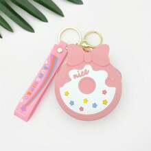 Silicone Coin Purse, Cute Donut Zipper Closure Portable Hanging Pendant Backpack Charm - Pink - View 3