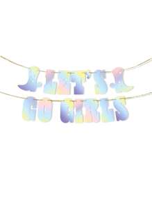 Pancarta de purpurina "¡Vamos chicas!" - Champán, decoraciones para despedida de soltera, banderín de cumpleaños de vaquera, suministros para fiesta con tema de rodeo y botas de vaquera con purpurina