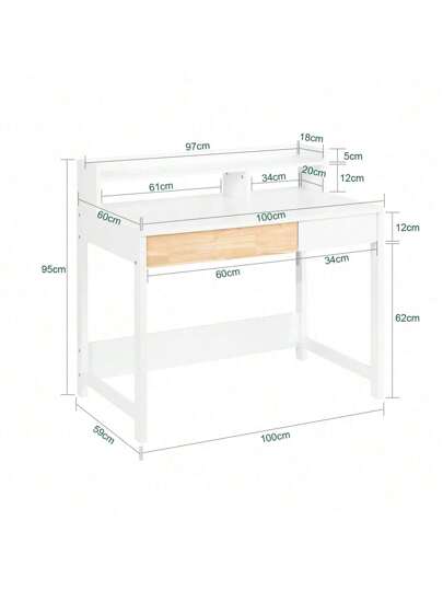 SoBuy Bureau Shelves, Computer Desk, Office Work Home Office, Corner White, Approx. 100x95x59cm (WxHxD), FWT106 view 2
