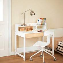 SoBuy Desk With 2 Shelves, Computer Desk, Office Desk, Work Desk For Home Office, Corner Desk, White, Approx. 100x95x59cm (WxHxD), FWT106-W - White - View 3