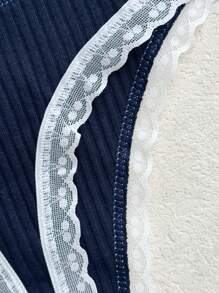 4 件装女士性感蕾丝丁字裤，高弹力透气无缝低腰丁字裤内裤 - 彩色 - 查看 4