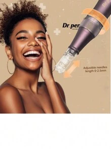 100% 原装微针笔，家用电动皮肤印章，可使面部毛发胡须的产品吸收率提高高达 300%（5 档速度控制），型号 A10 - 中紫紅色 - 查看 9