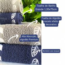 Jogo Toalha de Banho 5 peças Grande Felpuda Bordada 100% Algodão - Direto de Fábrica