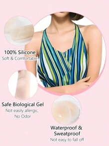 QTEEN TIME Women's Reusable Waterproof Nipple Patches, Women's Underwear Women's Comfortable Bra Set, Invisible Self-Adhesive Nipple Patches, Valentine's Day - Beige - View 4