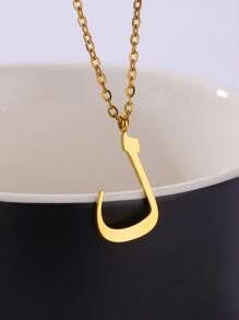 1 pieza Collar con colgante de letra árabe de moda para mujeres y hombres, color dorado, de acero inoxidable, joyería islámica para el cuello