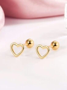 SENLANSP 1 par de aretes tipo earcuff con corazón hueco, aretes de tornillo retorcido para hueso de la oreja