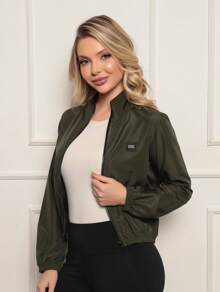 Women's Microfiber Cropped Jacket, Water Resistant And UV Protection - Versatility, Comfort And Style - 軍綠色 - 查看 5