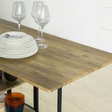 SoBuy FWT62-N, Modern Industrial Design Folding Dining Table With 3 Shelves, Kitchen Dining Room Table, Folding Table - Brown - View 10