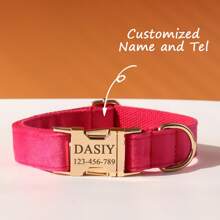 Multiple Colour Velvet Personalise Dog Collar Engraved Pet Name Plate Metal Buckle,Wedding Puppy Gift,Gold,Stylish,Soft And Does Not Harm The Skin,Colorful,Vintage,Simple,Unisex,Casual,Cuties,Custom,Personalized,Unique,Boyfriend,Girlfriend,Dad,Mom,Family,Friends,For Anniversaries,For Birthdays,For Graduation,For Prom,For Party,Gold Jewelry,Ideal Gifts For Him,Ideal Gifts For Her