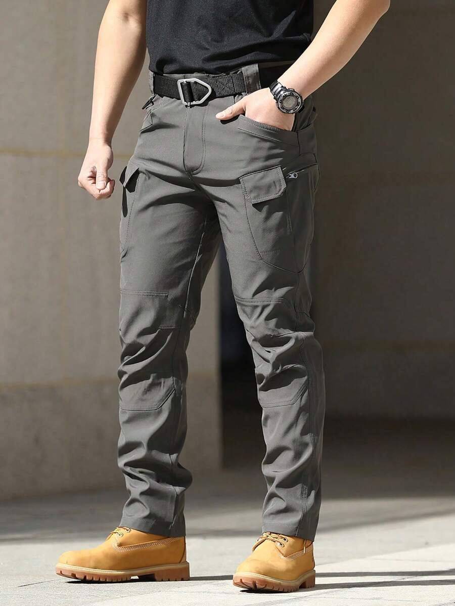 Multi-Pocket Military Tactical Pants For Men - Grey - View 1
