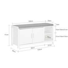 SoBuy Hallway Storage Bench Shoe Bench Shoe Cabinet Shoe Rack With Seat Cushion White W105 X D35 X H51cm FSR168-W - White - View 5