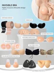 多种款式可重复使用硅胶乳头罩 - 女士隐形、粘性、防碰撞胸罩垫 - 舒适、透气且易于清洁的胸罩配件 - 彩色 - 查看 2