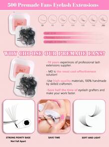 120 Pramade-fläktar 5D 10D 20D D-böjning, enkel längd, fack 8-15 mm böjning D - Färdiga fransfläktar för ögonfransförlängning, fluffiga volymfransar, handgjorda färdiga ögonfransfläktar, lösa färdiga fläktar, fransförlängningar, franskluster, ögonfranskluster, individuella ögonfransar, fransar, lösögonfransar - D - Visa 9