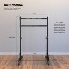 Portable Monitor Stand | Single Monitor Stand For VESA Mounting | Supports Max 42" Monitor | Lockable Caster Wheels For Easy Mobility | Convenient Monitor Positioning - 1 - View 5
