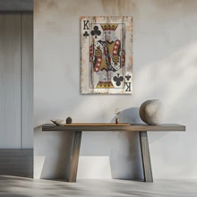 1pc Framed Canvas Wall Art, Poker Print King Of Clubs Art Print Canvas Poster, Ideal Gift For Bedroom Living Room Hallway Dorm Wall Decor - Multicolor - View 3