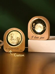 3D Engraved Crystal Ball Lamp, Starry Sky & Solar System Desk Display, Personalized Gift For Friends And Family Back To School - Brown - View 3