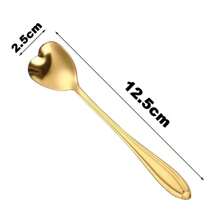 Kit Jogo 6 Colheres Café Chá Coração Sobremesa Inox Dourada