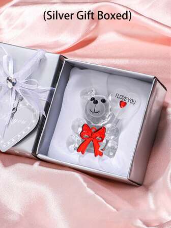 1Pc Crystal Bear Doll Series Exquisite Glass Bear Ornaments,Cute Statue Home Decoration,Table Animal Collection Gifts,Exquisite Gift Box Decoration Fashionable Popular Cute Crystal Bear Mother's Day,Valentine's Day,Birthday,Wedding Creative Gift Return Handmade,Wedding Accompanying Gift Desktop Decoration,Bedroom Living Room Decorations,Gifts For Friends,Mother's Day Gifts,Teacher's Gifts,Gifts For Mom & Dad