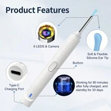 HB Ear Wax Removal With 5 Ear Scoop, Ear Cleaner With Camera,Ear Wax Remover Tool, Rechargeable Earwax Removal Kit For Adults