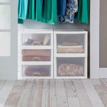 6-Pack Plastic Storage Drawers, Stackable Drawer Organizer Bins, Clear, 16 Qt - Multicolor - Ver 4