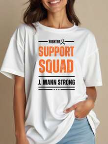 Oversized Style For Women, Brain Cancer Fighter T Shirt, J Mann Support Shirt, Loose Type Shirt For Women, Perfect For Holiday Parties Or Gift Giving, Soft And Comfortable - White - View 2