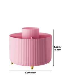 1pc Desktop Rotating Makeup Storage Box, Stationery Storage Box, Pen Holder, Cosmetics Display Rack, Multifunctional Makeup Brush Storage Bucket, Skincare Product Storage Box, Plastic Makeup Brush Storage Box Home Bathroom Decor Summer Makeup Organizer