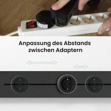 GONEO Power Rail Socket 32 A 750 mm 7360 W Orbital Multiple Socket with 5 Adapters Flexible Wall Socket Ideal for Kitchen Living Room Home Office Black - 750 mm - Übersicht 2