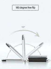 二合一镀银折叠梳子兼化妆镜 - 便携式，印有黑色 A-Z 字母和心形图案，适合旅行、度假和居家使用，方便携带，现代旅行美容工具