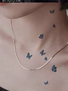 2 Pcs Waterproof Temporary Tattoos, Elegant Dynamic Blue Butterfly Design Premium Tattoo Stickers, Lasting 3-5 Days, Suitable For Men & Women To Cover Scars On Chest, Waist, Arm, Thigh Or Back, Great For Party, Gift, Holiday, Easy To Apply And Remove Disposable Body Art Tattoo Stickers