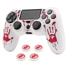 Piel de controlador con estampado de mano ensangrentada RALAN y 4 tapas de joystick, compatible con el controlador Playstation 4 Slim/Pro - Multicolor - Ver 14
