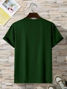 Hombres Camiseta con estampado de letra - Verde - Ver 3