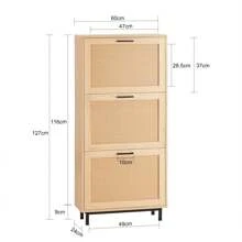 SoBuy FSR155-N, 3 Flip-Drawers Shoe Cabinet Shoe Rack Shoe Storage Cupboard Organizer, W60 X D24 X H127cm - Brown - View 3