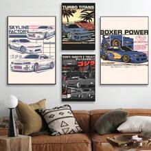 1 pièce Affiche murale sans cadre 1 pièce Affiche Rétro de voiture JDM cool, impression rétro sur papier imperméable de haute qualité, autocollant pour décoration murale de la maison, style moderne vintage avec ou sans cadre - Multicolore - Voir 2