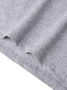 Camiseta de cuello redondo de unicolor y manga corta para hombres, uso casual diario - Gris Claro - Ver 3