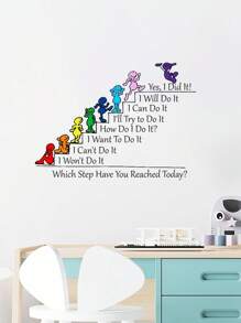 1 pièce Autocollant mural avec citation inspirante, autocollant mural avec phrases de motivation de style bande dessinée, décoration de la maison, autocollants PVC imperméables, art mural autocollant, autocollants de motivation, style contemporain, pour la décoration de la salle de classe, la décoration de la chambre des enfants, la décoration murale, la décoration de la maison, la décoration de la salle d'étude - Multicolore - Voir 11