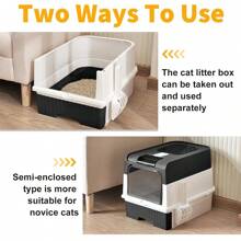 Large Smart Cat Litter Box Self Cleaning Cat Pan Drawer Deodorize Cat Potty Tray - Black - View 7