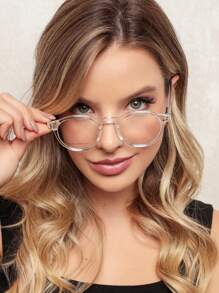 WOMEN'S ROUND GLASSES FRAME WITH ANTI-FOG BRIDGE - 無色 - 查看 3