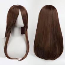 40英寸短款合成假发，带刘海，男女通用，适合男士佩戴，层次感直发，无胶耐热纤维，高密度，外观自然