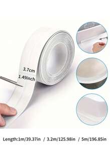 1 Roll 1.5 Inch/3.7cm White Floor Sealing Caulk, Sealing Strip, Waterproof Sealing Tape With Mold Resistance, Decorative Seam Sealer, Kitchen Countertop Waterproof Sealing Tape, Bathroom Tile Caulk, Wall Corner Trim, Easy To Use Bathroom Accessories Bathroom Tools