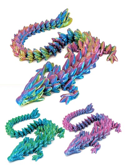 1pc Decorative 3D Printed Gem Dragon Sculpture, 11.81 Inch Adjustable Desktop Decor, Multifunctional Transforming Animal Statue, Suitable For Valentine's Day, Christmas, Easter, Thanksgiving,Toys For Pleasure,Fidget Toys>Cheap,Cool Gadgets,Fidget Toys,Toys,Easter